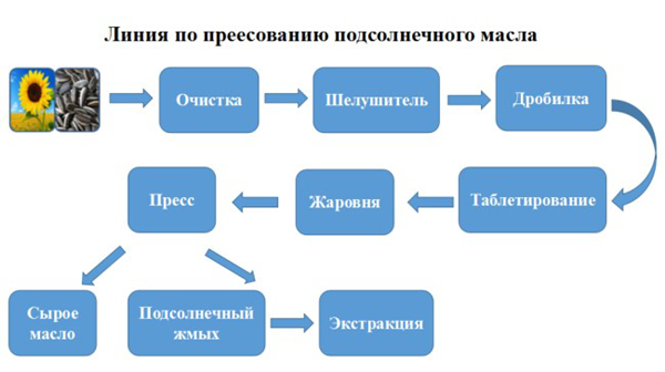 схема процесса для производства подсолнечного масло