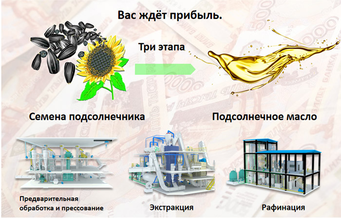 процесс производства подсолнечного масла